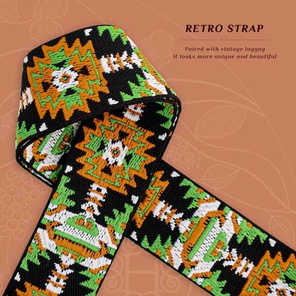 Bronze Hardware Purse Strap With Brown Leather Head, Retro Aztec Replacement V - Picture 4 of 5